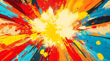 Poster - Vibrant Explosion of Colors Creating an Artistic Burst in Abstract Expression