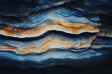 Poster - Abstract Background - Blue and Gold Rock Layers Texture Photo
