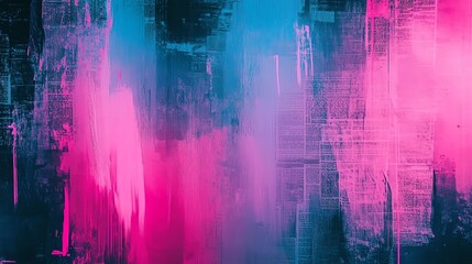 Poster - Vibrant Abstract Artwork Featuring Pink and Blue Brushstrokes Creating a Dynamic Visual Effect