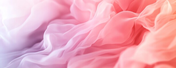 Poster - Soft Waves of Pink and Purple Fabric Create an Ethereal Atmosphere in a Gentle Gradient Effect