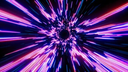 Leinwandbilder - Colorful light burst tunnel with neon pink and blue streaks. Sci-fi concept
