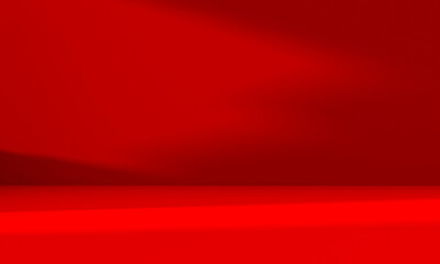 Wall Mural - wall interior background, studio and backdrops show products.with shadow from window color red backg