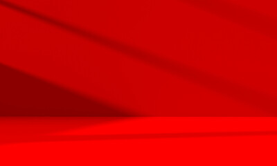 Wall Mural - wall interior background, studio and backdrops show products.with shadow from window color red backg