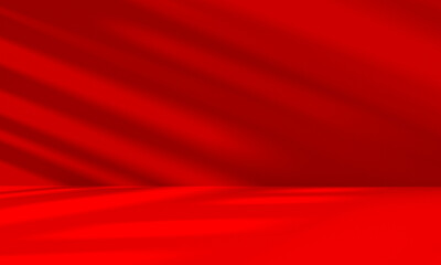 Wall Mural - wall interior background, studio and backdrops show products.with shadow from window color red backg