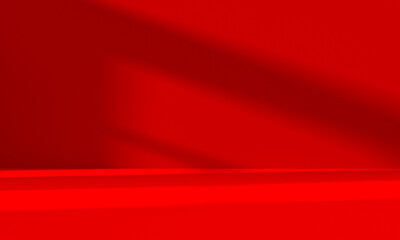 Wall Mural - wall interior background, studio and backdrops show products.with shadow from window color red backg