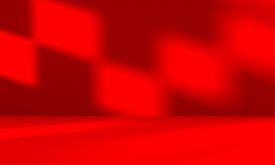 Wall Mural - wall interior background, studio and backdrops show products.with shadow from window color red backg