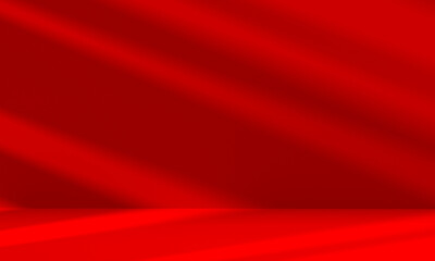 Wall Mural - wall interior background, studio and backdrops show products.with shadow from window color red backg