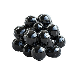 Wall Mural - This image is an abstract rendering of many glossy black spheres grouped together and reflective.