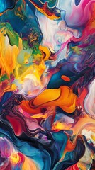 Poster - Colorful Abstract Art With Vibrant Swirls and Dynamic Patterns Created Through Paint Mixing Techniques