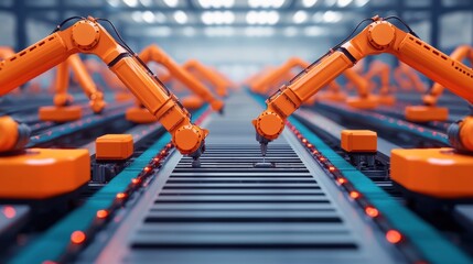 Poster - Advanced Robotic Arms in Modern Manufacturing Facility for Automation and Precision Assembly Tasks