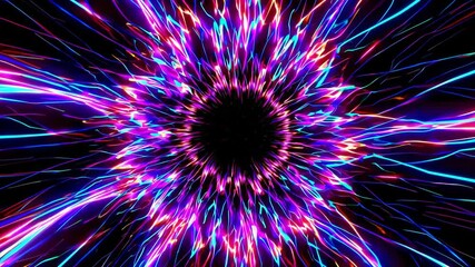 Aufkleber - Explosive burst of vibrant neon colors in radial pattern, digital abstract art
