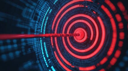 Poster - Abstract Digital Background with Red and Blue Circles and Data Signals Representing Technology and Innovation