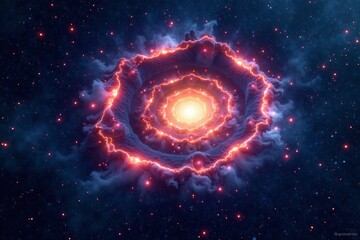 spiral galaxy in deep space with glowing stars, celestial, astronomy