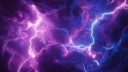 Poster - A sci-fi-inspired display of neon blue lightning twisting through a dreamy purple space backdrop.