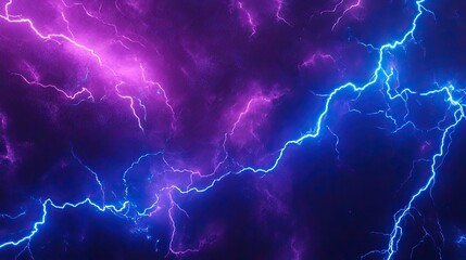 Poster - A sci-fi-inspired display of neon blue lightning twisting through a dreamy purple space backdrop.