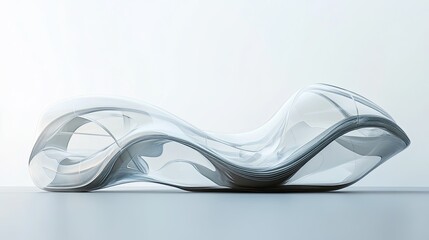 Poster - A sleek, futuristic transparent wave structure in a 3D abstract setting, reflecting elegance and movement.
