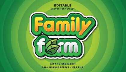 Poster - family farm editable text effect with modern and simple style