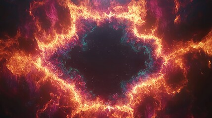Wall Mural - fiery abstract nebula with glowing particles and cosmic energy