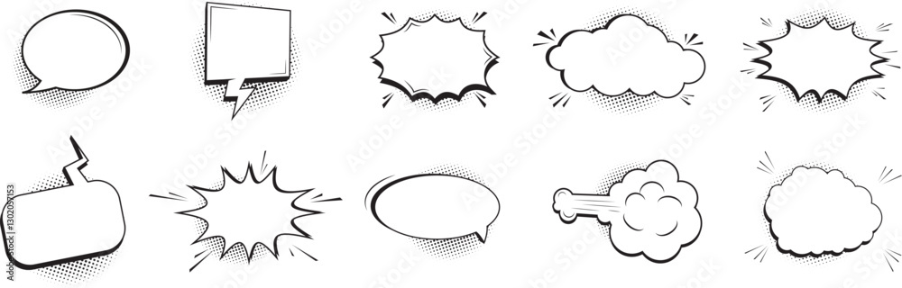 Set of retro empty comic speech bubbles with pop art style. Comic ...