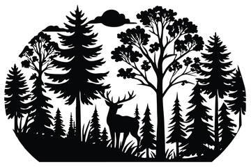  Forest silhouette vector illustration Forest silhouette Icon