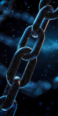 Poster - A striking image of a glowing, intricate chain against a dark background, illustrating the theme of connections and unity through technology and artistry.
