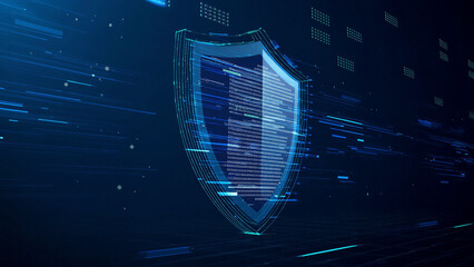 Poster - Shield-shaped data firewall financial security system concept