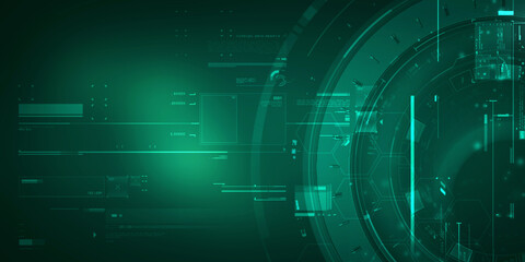 Poster - 2d illustration abstract futuristic electronic circuit technology background