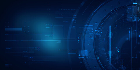 Poster - 2d illustration abstract futuristic electronic circuit technology background