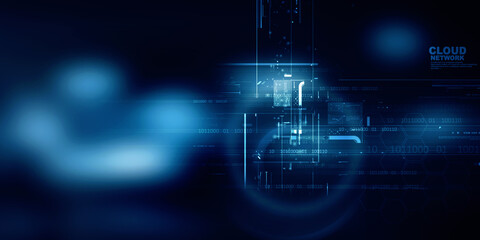 Poster - 2d illustration abstract futuristic electronic circuit technology background