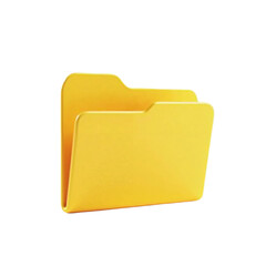 Wall Mural - 3d yellow folder icon isolated on transparent background cutout