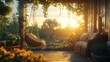 © HERMAWAN - Sunset porch swing, relaxing evening