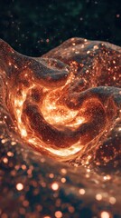 Poster - Abstract Glowing Swirl with Sparkles, Fluid Art Background, Modern Digital Design, Dramatic Lighting, Dark Space