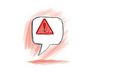 Poster - drawn speech bubble containing red exclamation mark on a white background implying alert or warning.