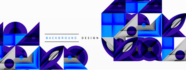 Aufkleber - Geometric abstract composition with intersecting shapes, circles, triangles, and gradients, blending vibrant colors and dynamic contrasts to create a modern, futuristic visual design