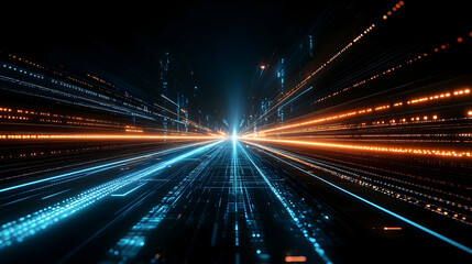 Poster - Futuristic digital tunnel