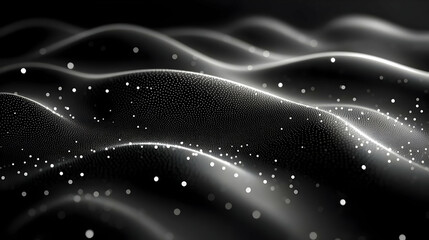 Poster - Abstract Wave Pattern With Black And White Dots