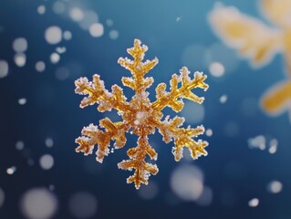 Wall Mural - Snowflake on Blue Background,