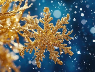 Wall Mural - Snowflake on Tree Branch