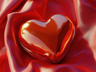 Wall Mural - Heart Shaped Object On Red Cloth