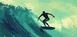 © NpicArt - A Surfer Riding a Large Wave in the Ocean