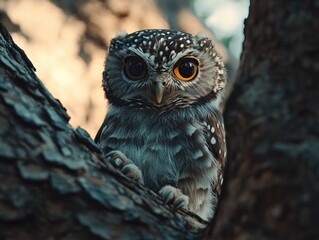 owl perched on tree branch