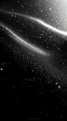 Poster - Abstract Black And White Design With Silver Dots And Glowing Lines