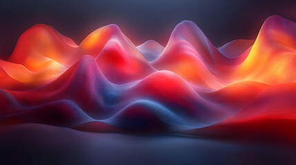 Poster - Abstract Glowing Geometric Mountains