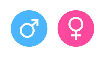 Poster - Male and female gender icon on circle background. Man and women sexual sign symbol