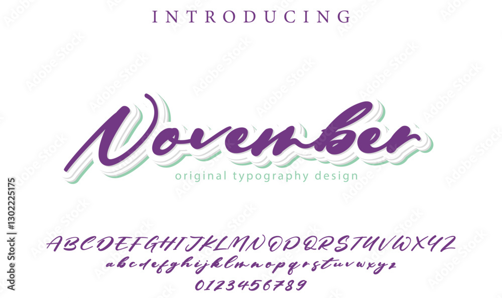 Word November Lettering November Font Stylish brush painted an uppercase vector letters ...