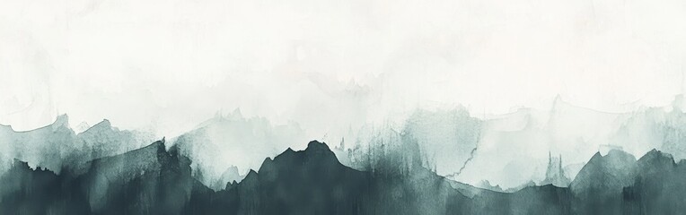 Poster - Soft pencil strokes create an intricate gradient with jagged peaks showcasing mountain scenery