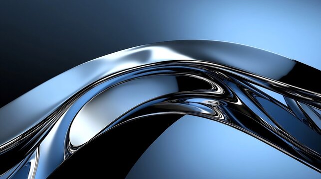 Abstract Metal Flow, Blue Background