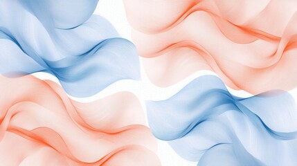 Poster - Elegant pencil strokes create a soothing gradient pattern with soft blue and coral hues flowing seamlessly across the canvas