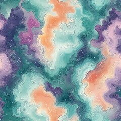 Aufkleber - Whimsical watercolor doodles with gentle swirls and vibrant colors creating a dreamy atmosphere