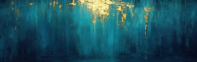 Poster - Striking combination of cyan and rich gold bokeh lights creates a captivating visual experience at dusk